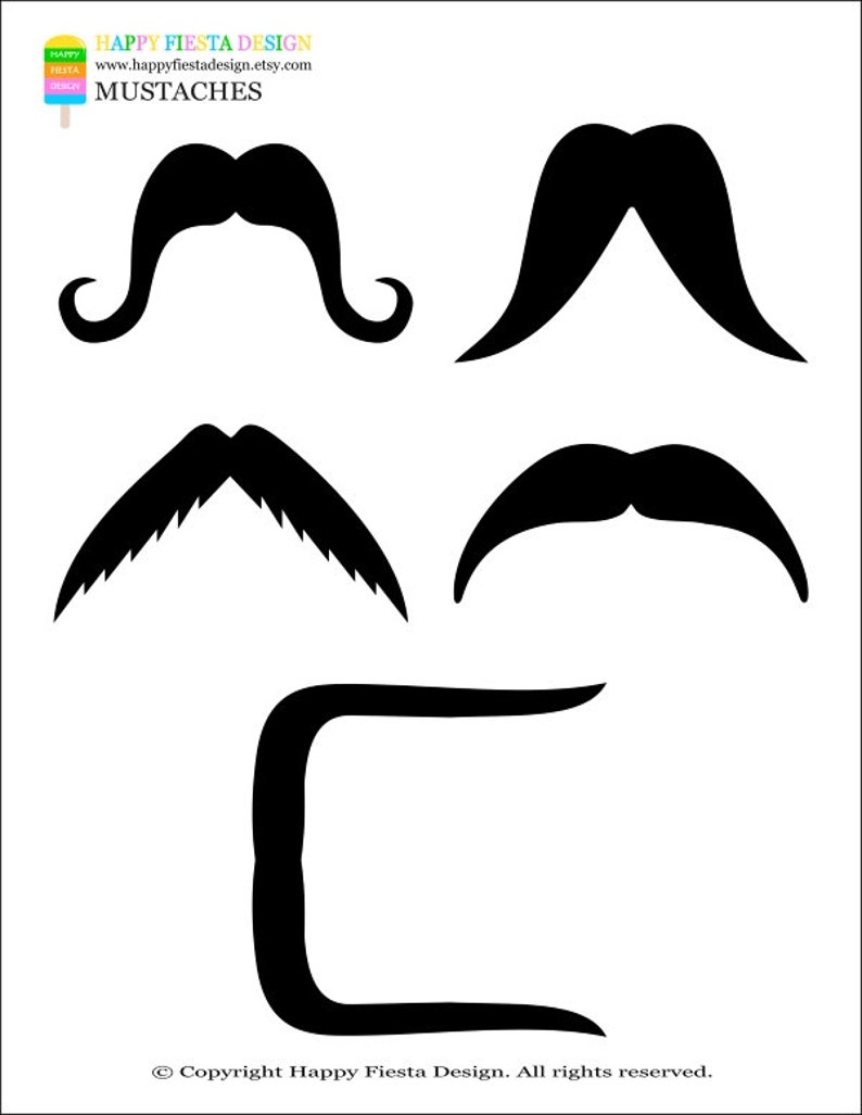 PRINTABLE Photo Booth Props-Printable Mustaches Props-Mustaches Photo Props-Little Man Props-Mustache Bash-Generic Props-Instant Download image 5