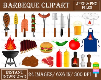 BBQ Clip Art-Food Clip Art-Digital Clip Art-Food Clipart-Barbeque Clipart-Barbeque Images-Grill Clipart-Digital Graphics-Instant Download-B1