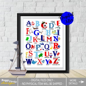 Nautical Alphabet Poster-PRINTABLE Alphabet-Nautical ABC Poster-Sailor ABC-Maritime Alphabet-Classroom Decor-Nursery Wall Art-Nursery Decor