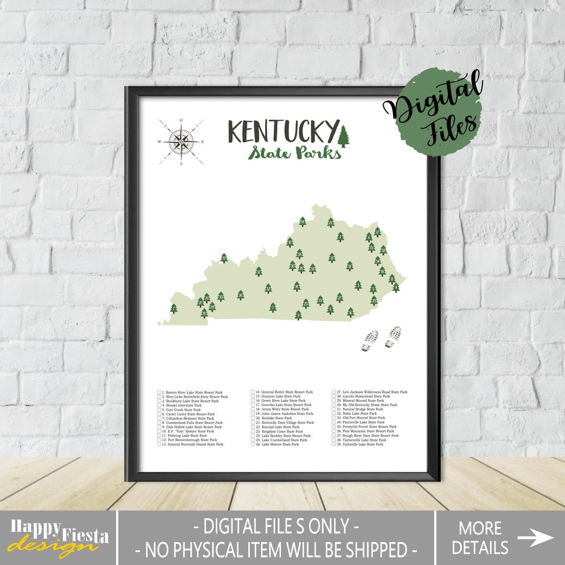 PRINTABLE Kentucky State Parks Map-State Parks Of Kentucky | Etsy
