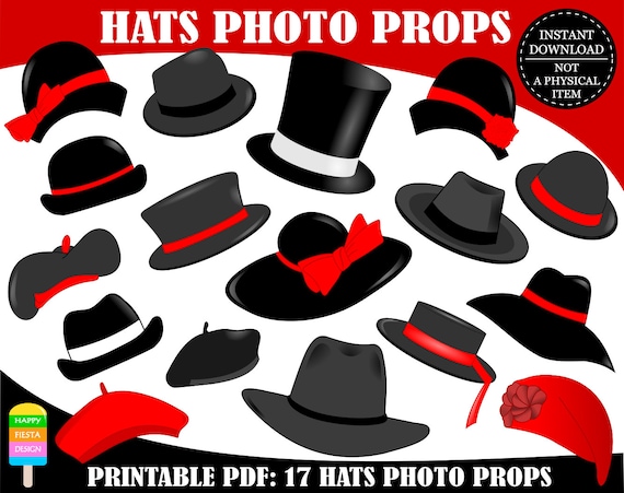 PRINTABLE Hats Photo Booth Props-Printable Hat Photo Props-Hats Props ...