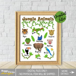 Jungle Animals Poster-PRINTABLE Poster-Jungle Poster-Outdoor Adventure Kids-Kids Room Decor-Nursery Wall Art-Printable Animals-Jungle Guide