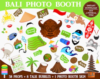 PRINTABLE Bali Photo Booth Props–Indonesia Photo Props-Bali Party Props-Travel Props-Asia Photo Props-Indonesia Props-Instant Download