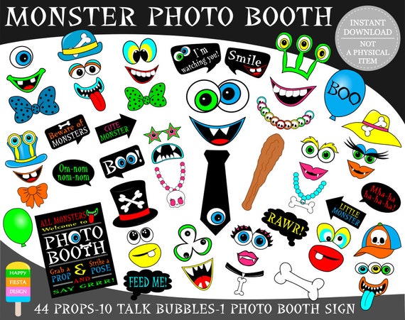 PRINTABLE Monster Photo Booth Props-Monster Props-Monster Party Props-Monster Eyes Mouth-Monster Bash-Halloween Props-Instant Download Il_570xn