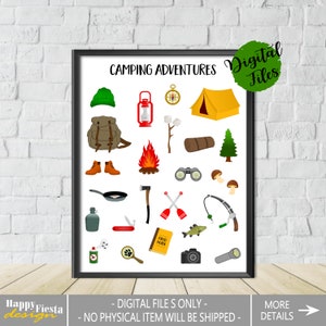 Printable Camping Adventure Print-Kids Camping Print-Happy Camper Poster-Kids Room Decor-Camping Essentials-Camping Gift-Camping Poster