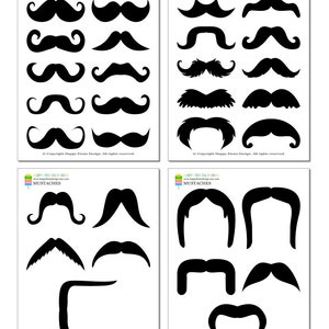 PRINTABLE Photo Booth Props-Printable Mustaches Props-Mustaches Photo Props-Little Man Props-Mustache Bash-Generic Props-Instant Download image 2