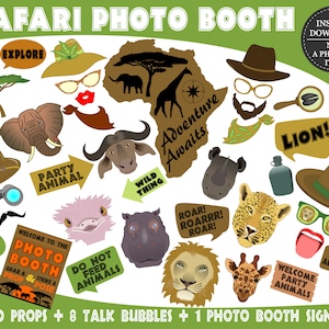 PRINTABLE Safari Photo Booth Propssafari Photo Props-safari Baby Shower ...