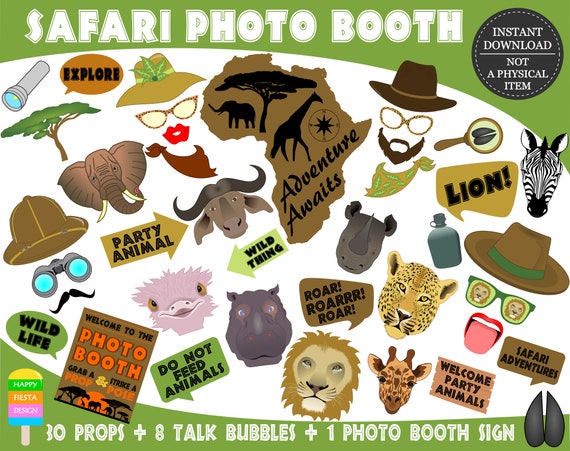 PRINTABLE Safari Photo Booth Props–Safari Photo Props-Safari Baby Shower-Safari Animals Props-Africa Props-Safari Party-Instant Download Il_570xn