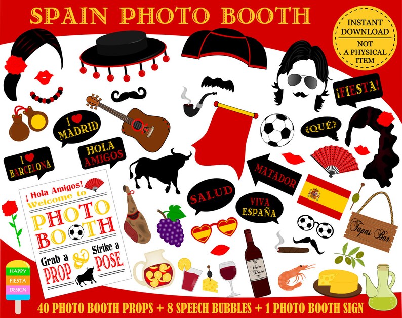 PRINTABLE Spain Photo Booth PropsSpanish Photo PropsSpanish Etsy