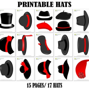 PRINTABLE Hats Photo Booth Props-printable Hat Photo Props-hats Props ...