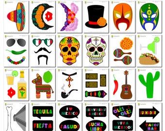 PRINTABLE Mexico Photo Booth Props-printable Fiesta - Etsy