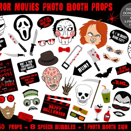 PRINTABLE Horror Movies Photo Booth Propshalloween Photo - Etsy