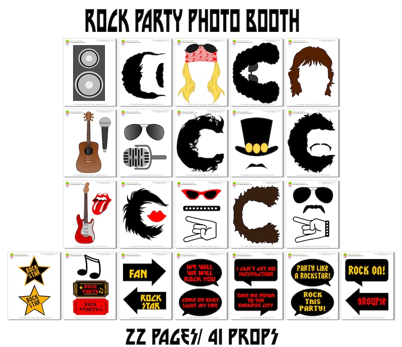 PRINTABLE Rock Photo Booth PropsRock Photo Props-Rock Star Props-Rock Party Props-Music Photo Props-Rock Props-Rock Sign-Instant Download image 2