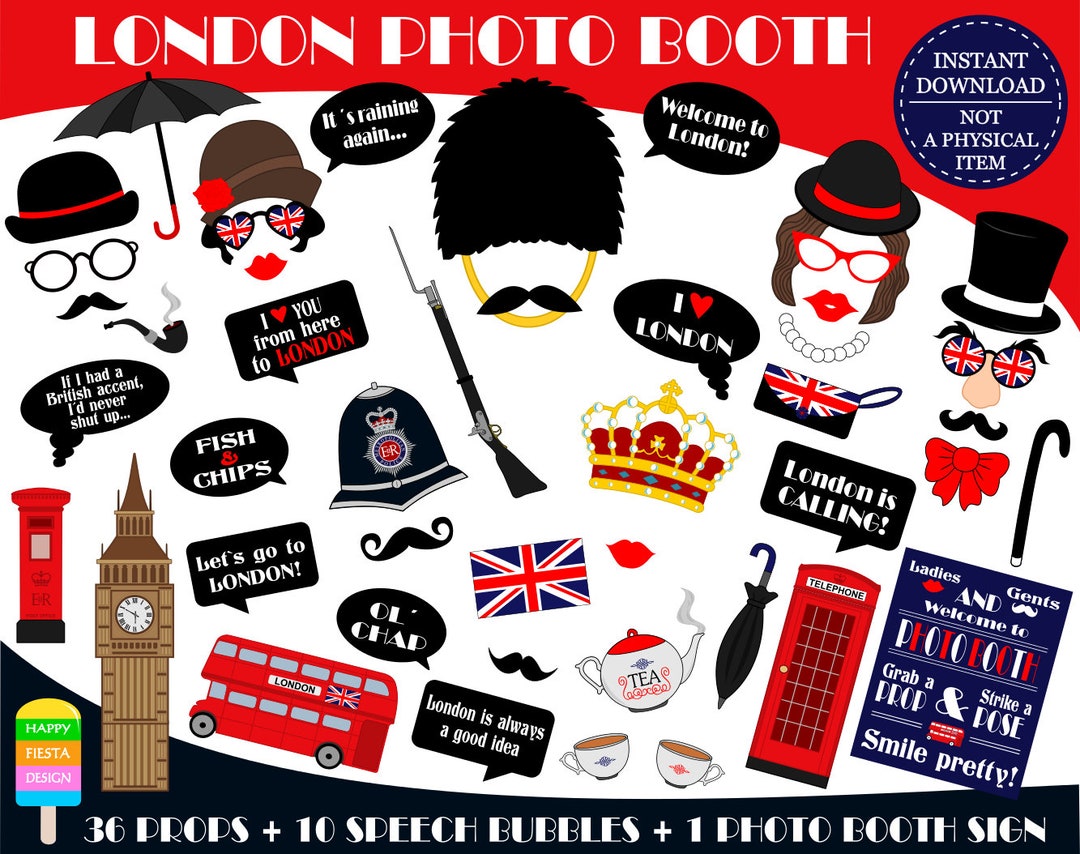 PRINTABLE London Photo Booth Propslondon Propsengland Propsbritish