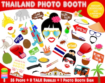 PRINTABLE Thailand Photo Booth Props-Asia Photo Props-Travel Photo Props-Asia Party Props-Thai Props-Thailand Photo Props-Instant Download