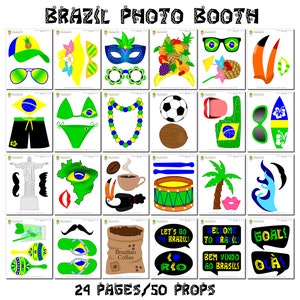 PRINTABLE Brazil Photo Booth Props-Brazil Photo Props-Brazilian Party Props-Brazil Props-Travel Props-Brazilian Props-Instant Download image 2