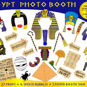 PRINTABLE Egypt Photo Booth Props-Ancient Egypt Props-Egyptian Pharaohs Props-Egypt Travel Props-Cleopatra Props-Instant Download image 1