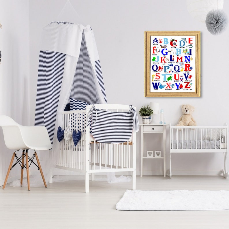 Nautical Alphabet Posterprintable Alphabetnautical ABC Etsy