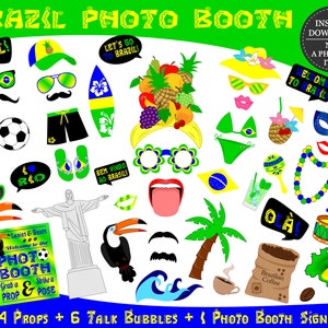 PRINTABLE Brazil Photo Booth Props-Brazil Photo Props-Brazilian Party Props-Brazil Props-Travel Props-Brazilian Props-Instant Download