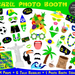 PRINTABLE Brazil Photo Booth Props-Brazil Photo Props-Brazilian Party Props-Brazil Props-Travel Props-Brazilian Props-Instant Download image 1