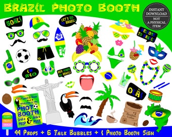 PRINTABLE Brazil Photo Booth Props-Brazil Photo Props-Brazilian Party Props-Brazil Props-Travel Props-Brazilian Props-Instant Download