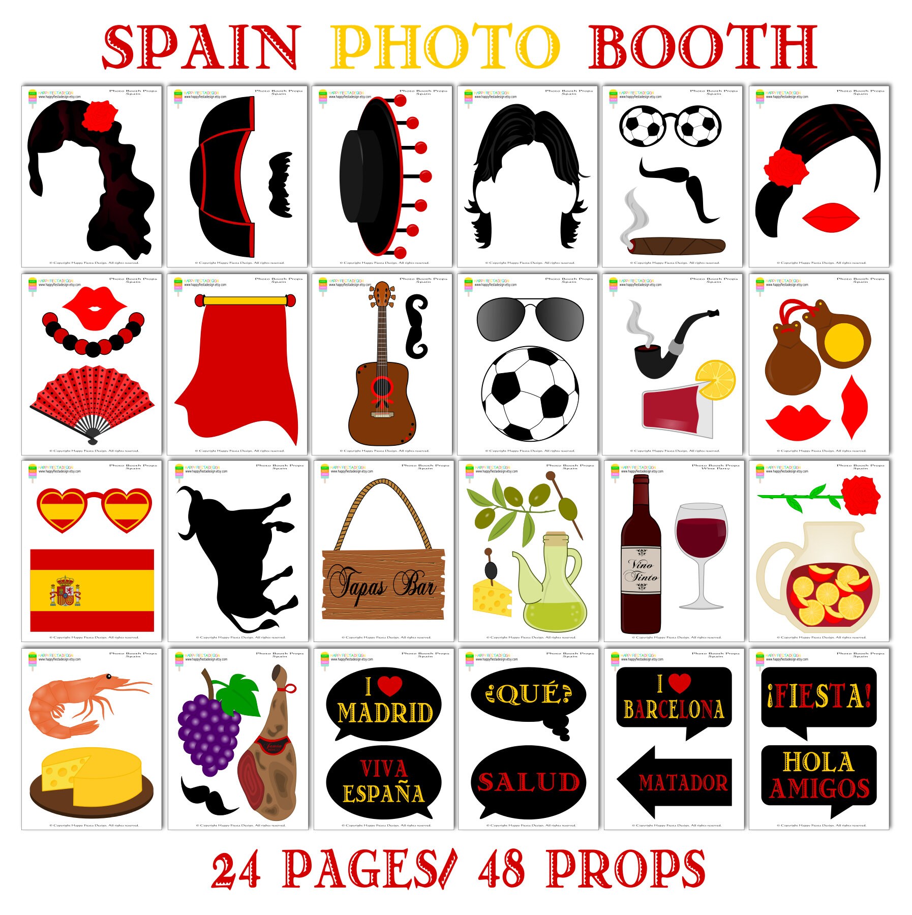 PRINTABLE Spain Photo Booth Propsspanish Photo Props-spanish - Etsy UK