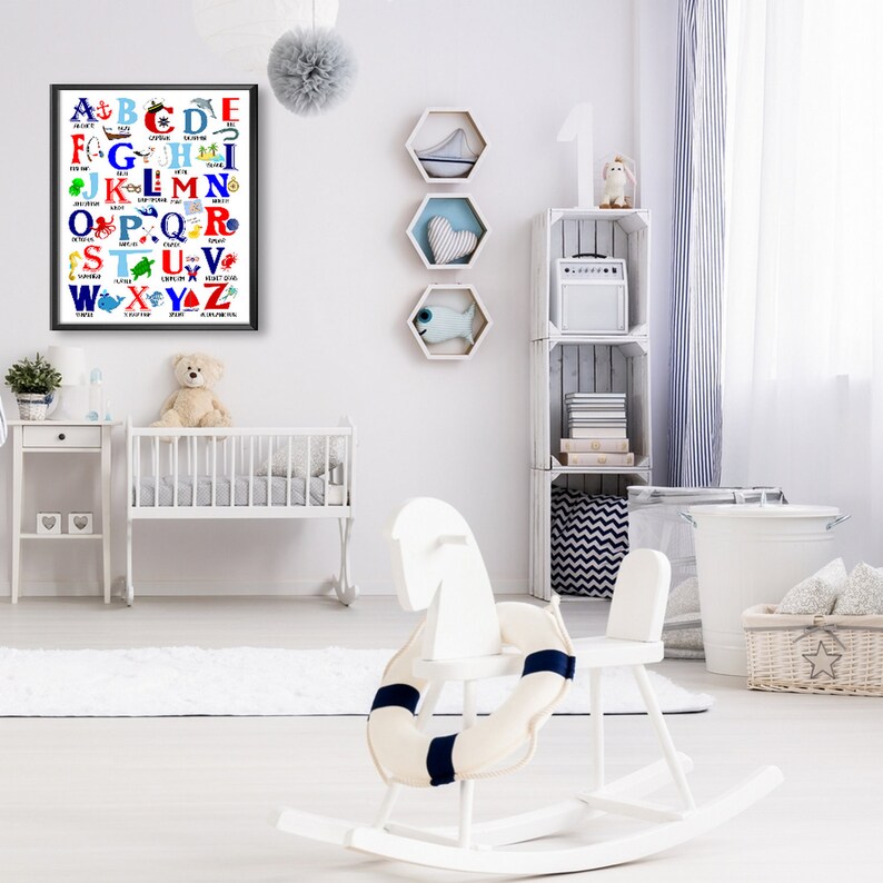Nautical Alphabet Posterprintable Alphabetnautical ABC Etsy