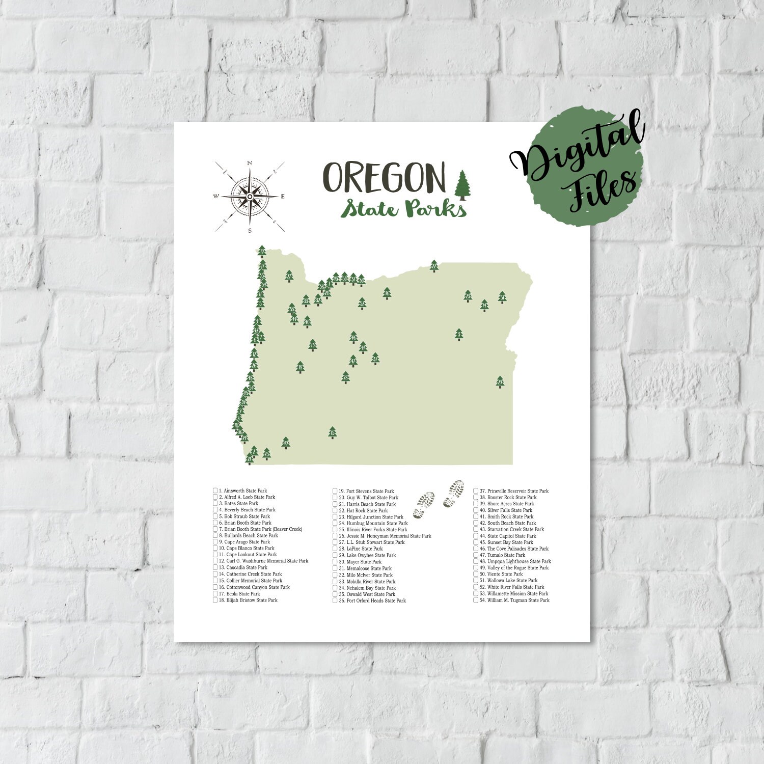 PRINTABLE Oregon State Parks Map-State Parks Of Oregon | Etsy