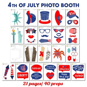 PRINTABLE 4th Of July Photo Booth Props-Independence Day Props-Printable American Photo Booth Props-USA Photo Props-Instant Download image 2