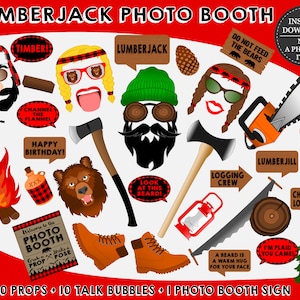 PRINTABLE Lumberjack Photo Booth Props–Lumberjack Props-Lumberjill Props-Lumberjack Birthday-Lumberjack Party Props-Instant Download