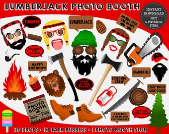 PRINTABLE Lumberjack Photo Booth Props–Lumberjack Props-Lumberjill Props-Lumberjack Birthday-Lumberjack Party Props-Instant Download