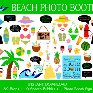 PRINTABLE Beach Photo Booth Props-Printable Surfing Props-Beach Party Props-Summer Props-Beach Props-Surf Photo Props-Instant Download