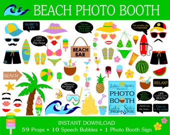 PRINTABLE Beach Photo Booth Props-Printable Surfing Props-Beach Party Props-Summer Props-Beach Props-Surf Photo Props-Instant Download
