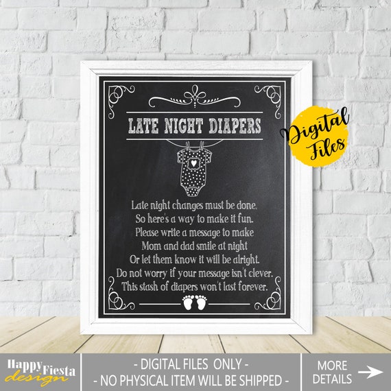 Printable Late Night Diapers Sign Printable Baby Shower Sign Baby Printable Late Night Diapers Sign Printable Baby Shower Sign Baby