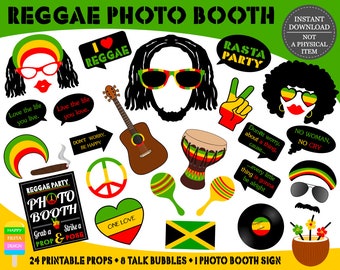 PRINTABLE Reggae Photo Booth Props–Reggae Party Props-Jamaica Photo Props-Rasta Props-Music Photo Booth Props-Reggae Props-Instant Download