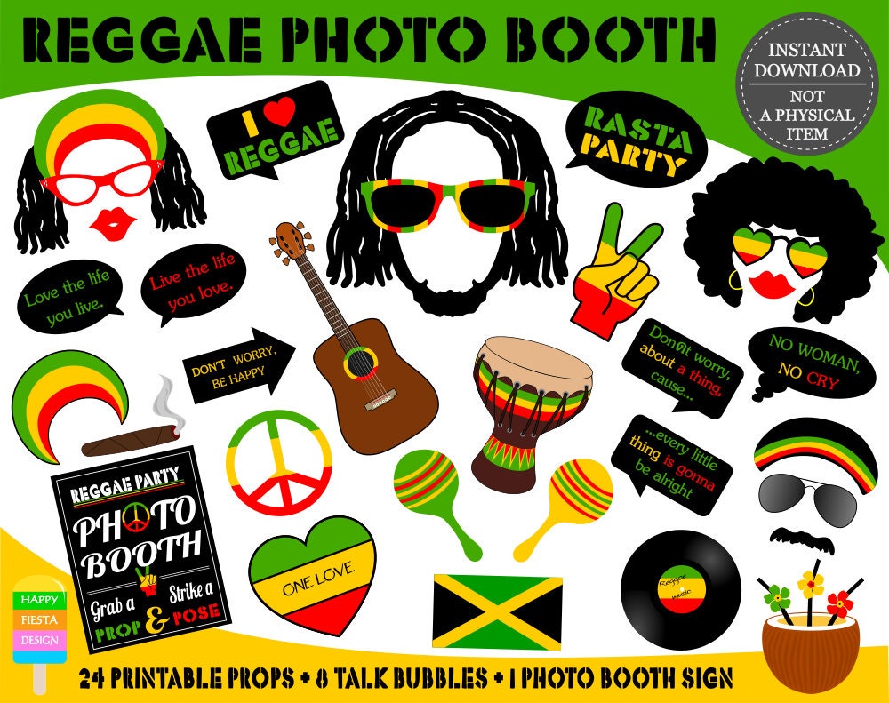 PRINTABLE Reggae Photo Booth PropsReggae Party Props-Jamaica Photo.