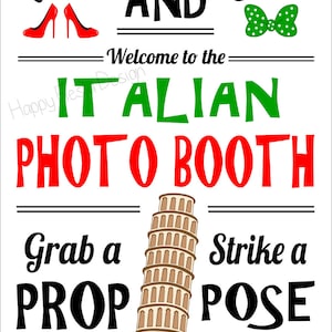 PRINTABLE Italy Photo Booth PropsItaly Travel Props-Italian Party Props-Italian Props-Italy Photo Props-Photo Booth Sign-Instant Download image 3