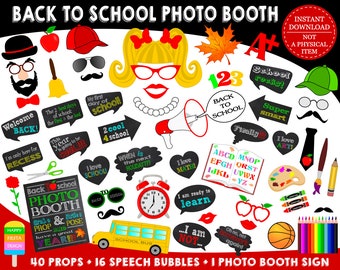 PRINTABLE Back To School Photo Booth Props-1st Day of School-School Photo Props-Printable School Props-Classroom Decor-Instant Download