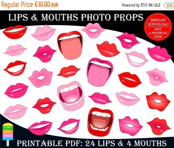 SALE PRINTABLE Photo Booth Props-Printable Lips Props-Printable Mouths Props-Wedding Props-Bridal Shower Props-Generic Props-Instant Downloa Il_570xn