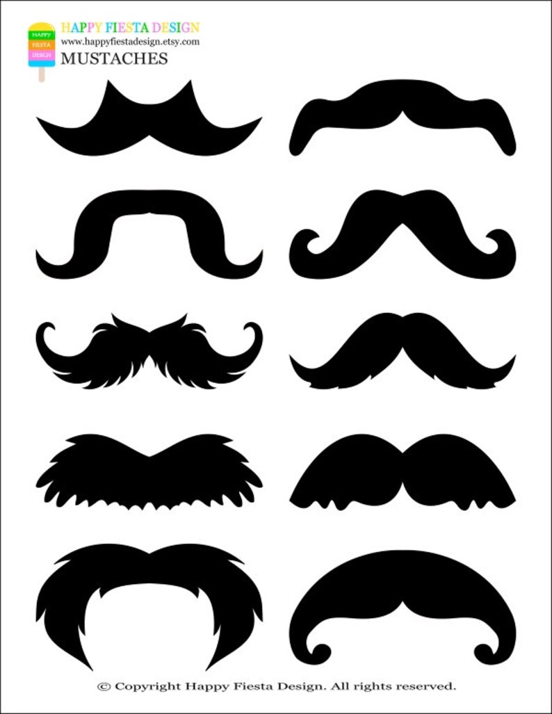 PRINTABLE Photo Booth Props-Printable Mustaches Props-Mustaches Photo Props-Little Man Props-Mustache Bash-Generic Props-Instant Download image 4