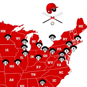 PRINTABLE MLB Ballparks Map and Checklist-baseball Stadiums Map-major ...