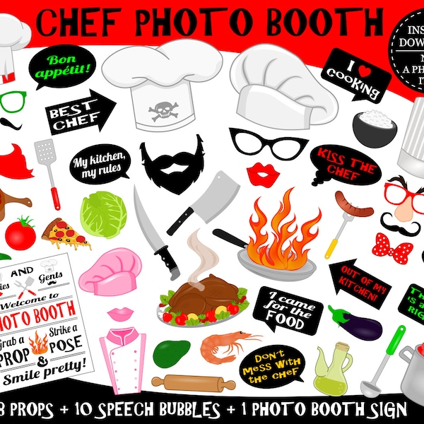 Cooking Party Photobooth Party Props Etsy