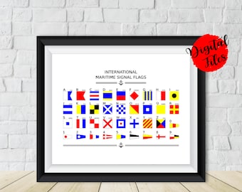 International Maritime Signal Flags Poster-Nautical Flags Alphabet Print-Nautical Alphabet-Gift For Sailor-Sailing Alphabet-PRINTABLE Poster