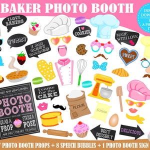 PRINTABLE Baker Photo Booth PropsPrintable Baking Props-Printable Bakery Props-Baking Party Props-Chef Photo Booth Props-Instant Download image 1