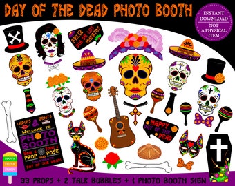 PRINTABLE Day Of The Dead Photo Booth Props–Day Of The Dead Props-Dia De Los Muertos Props-Mexico Props-Sugar Skull Props-Instant Download