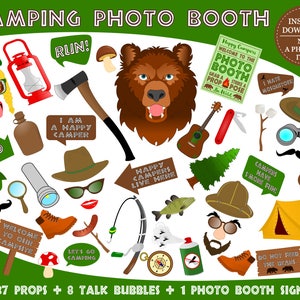 PRINTABLE Camping Photo Booth Props–Camping Photo Props-Camper Photo Booth Props-Camping Party Props-Scout Photo Props-Instant Download
