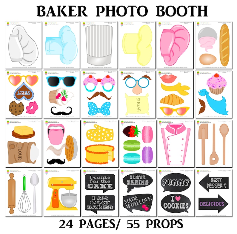 PRINTABLE Baker Photo Booth PropsPrintable Baking Props-Printable Bakery Props-Baking Party Props-Chef Photo Booth Props-Instant Download image 2