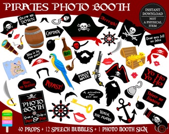 PRINTABLE Pirates Photo Booth Props–Pirate Photo Props–Pirate Party Props–Pirate Sign-Pirate Birthday Props-Pirate Props-Instant Download