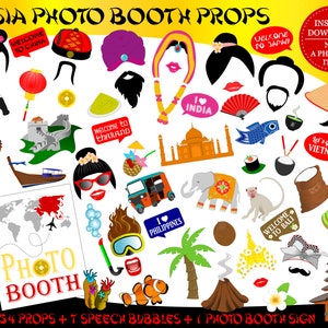 PRINTABLE Asia Photo Booth PropsSoutheast Asia Travel Photo Props-Travel Photo Booth Sign-Around The World Props-Travel Props-China Japan image 1