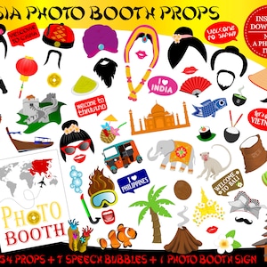 PRINTABLE Asia Photo Booth PropsSoutheast Asia Travel Photo Props-Travel Photo Booth Sign-Around The World Props-Travel Props-China Japan image 1